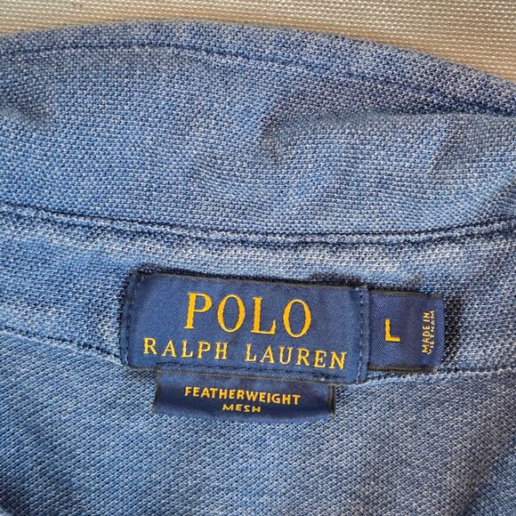 Polo Ralph Lauren Featherweight Mesh Polo Shirt Blue Men’s Size L Cotton - Picture 3 of 11